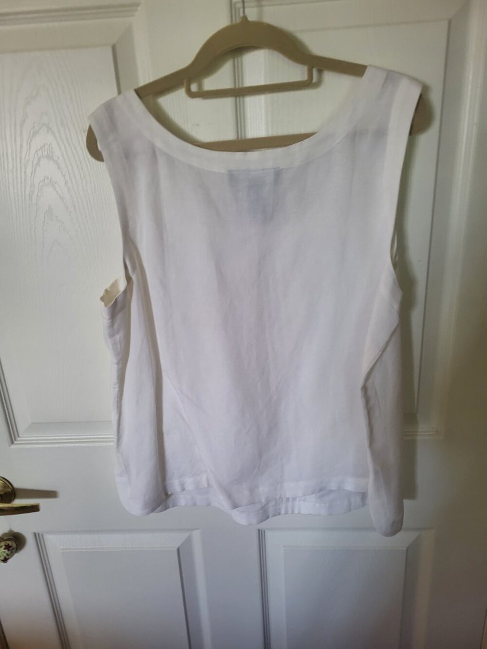 Dialogue 2-Piece Linen Blend Tank & Pintuck Blouse Set White L - Picture 6 of 6
